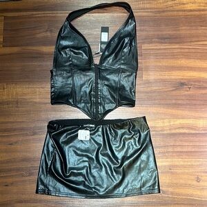 2 piece corset style top & mini skirt set.